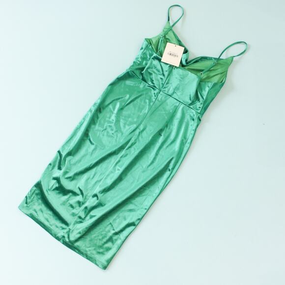 NEW Hello Molly Kelly Green Satin Midi Slip Cowl Neck Dress Size Large US 8 - Picture 10 of 10